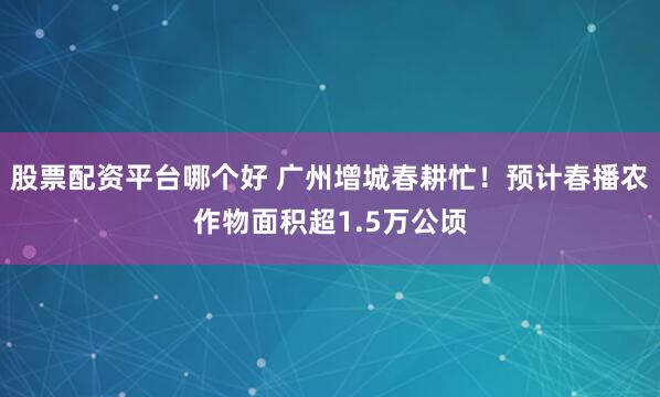 股票配资平台哪个好 广州增城春耕忙！预计春播农作物面积超1.5万公顷
