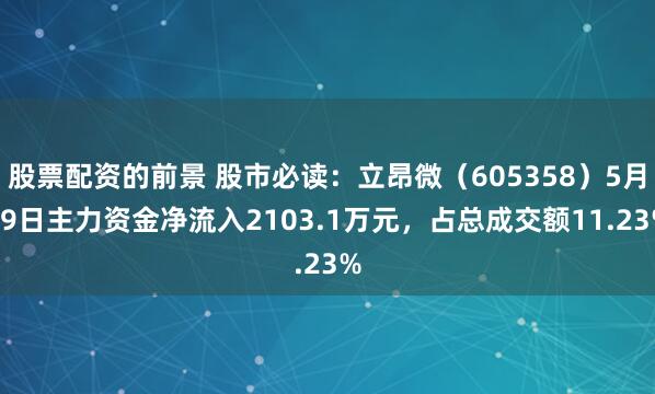 股票配资的前景 股市必读：立昂微（605358）5月19日主力资金净流入2103.1万元，占总成交额11.23%