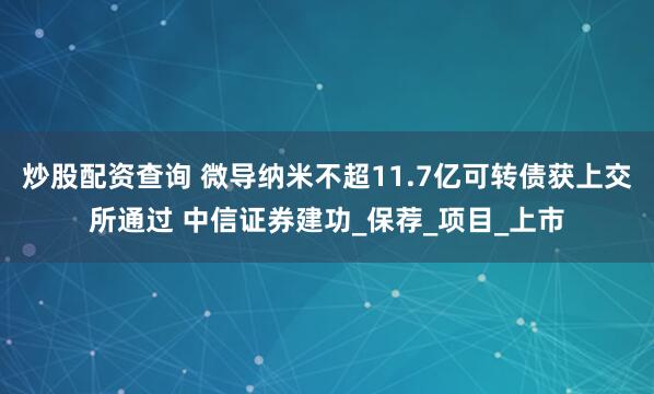 炒股配资查询 微导纳米不超11.7亿可转债获上交所通过 中信证券建功_保荐_项目_上市