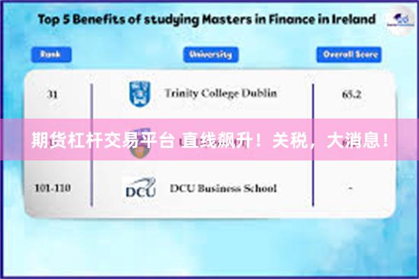 期货杠杆交易平台 直线飙升！关税，大消息！